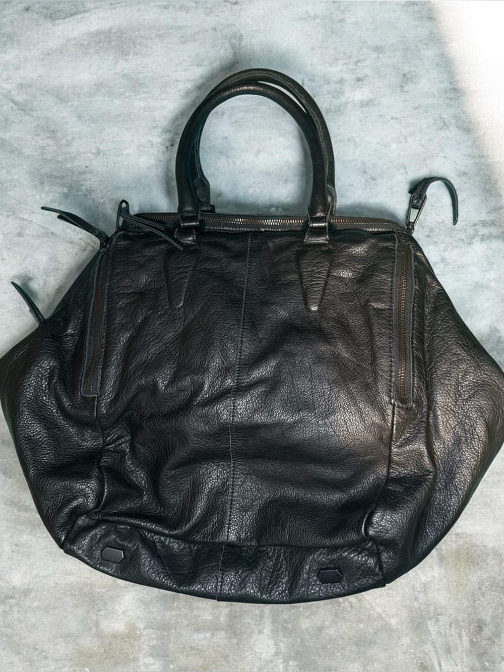 Liebeskind Black Leather Tote with Rust Suede Trim and Gold-Accent Lining - Picture 2 of 9